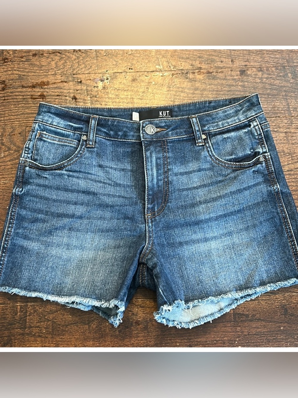 Women's KUT from the kloth GIDGET High rise short FRAY DENIM SHORT SIZE 6 NEW